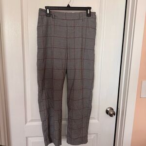 a new day Gray and Red Dress Pants with Windowpane Pattern